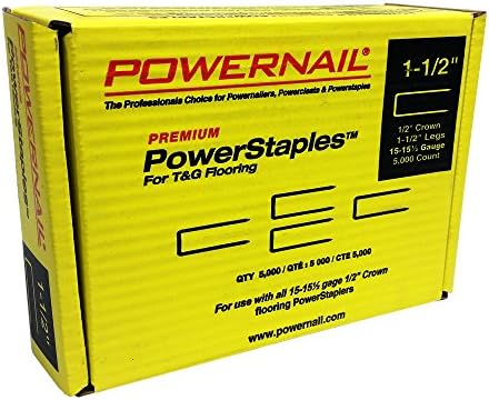 Powernail PS1505 15.5 Gauge 1-1/2 Inch Length 1/2 Inch Crown Hardwood Flooring Staple (Box of 5000)