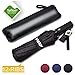 Wsky 12 Ribs Umbrella Windproof, Reinforced Travel Umbrella with Teflon Coating, Compact Waterproof, Ergonomic Handle with Auto Open Close Button - Elegant Leather Cover (Black)