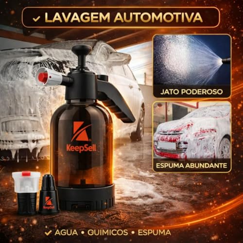 K-SELL IMPORTS Pulverizador Manual 2 Litros Borrifador Snow Foam De Espuma Bomba De Alta Pressão, Válvula De Alívio, 2 Bicos Ajustável