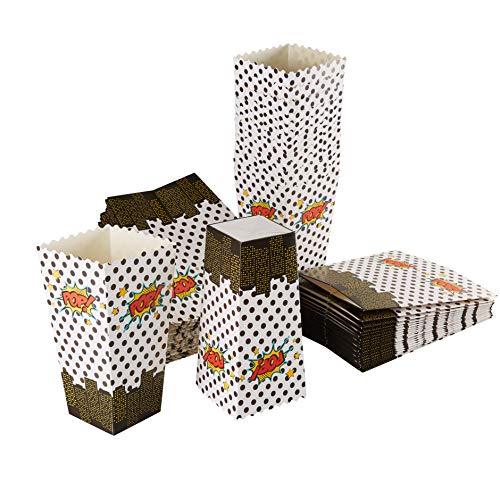 Popcorn Boxes - 100-Pack Paper Popcorn and Candy Containers, Party Supplies for Movie Nights, Kids Birthday, Carnivals, Comic Superhero Design, 46-Ounce, 3.7 x 7.7 x 3.7 Inches - Thumbnail 3