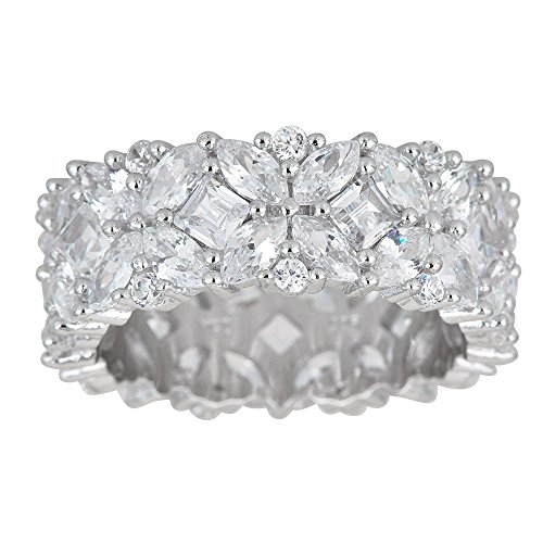 Sterling Silver Cubic Zirconia Multi Stone Eternity Band Ring