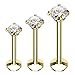 BodyJ4You 3PC Labret Stud Tragus Earring Set 16G Goldtone Steel Crystal Helix Lip Monroe Cartilage