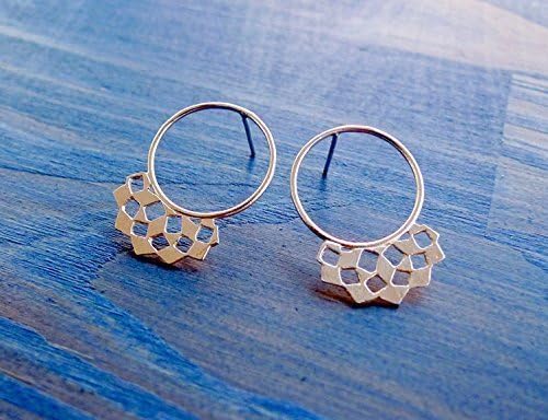 Mashrabiya Ring Stud No 2. Modern Geometry. Handmade Silver Lace Earrings. Architecture Inspired Design. Neoclassical Sterling Studs.