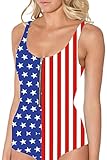 Fasci Women's 3D Digital Print Zipper Front One Piece Monokini Swimsuit