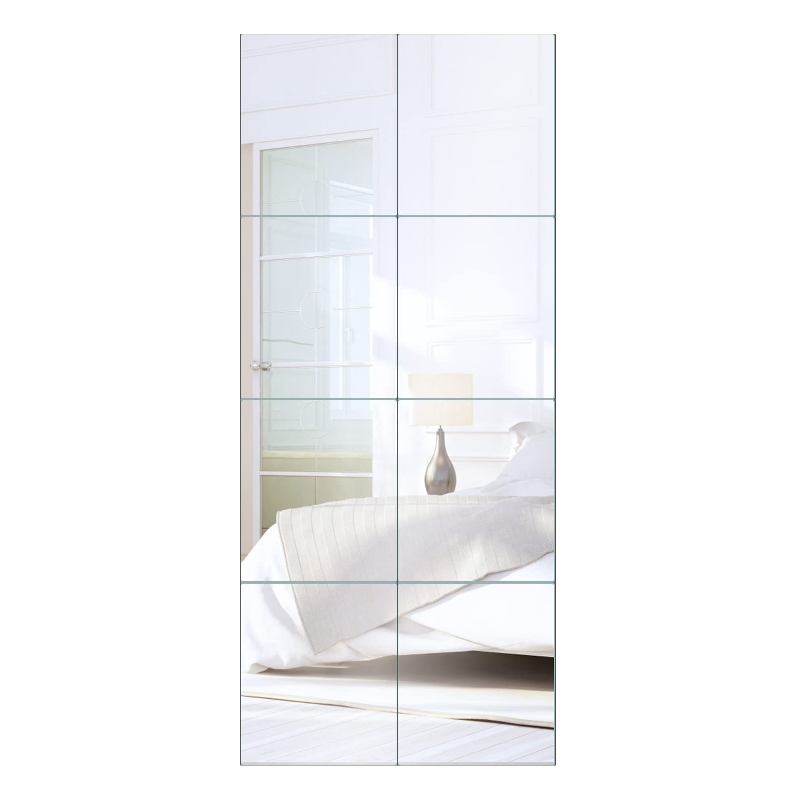 Coo-Drill Mirror Tiles Home, 10'' x 12'' Frameless Wall Mounted Mirror(8Pcs), Glass Wall Mirror ...