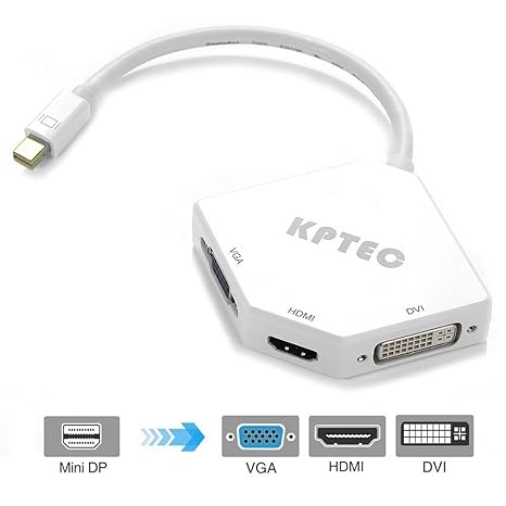 Kptec 3 In 1 Mini Displayport Thunderbolt To Hdmi Dvi I Vga Tv Hdtv Av Cable
