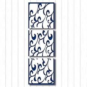 NWT Canvas Wall Art Blue Flowers Pattern Painting...