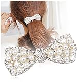 Casualfashion 1Pcs Korean Style Crystal Rhinestone Hair Barrettes Butterfly Pearls Hair Clips Pins for Women Girls (Silver)