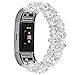 For Fitbit Charge 2 Bands,Women Replacement crystal Pearls Gems Elastic Handmade Bracelet/Wrist band for Fitbit Charge hr 2 Smart Watch (Crystal White)