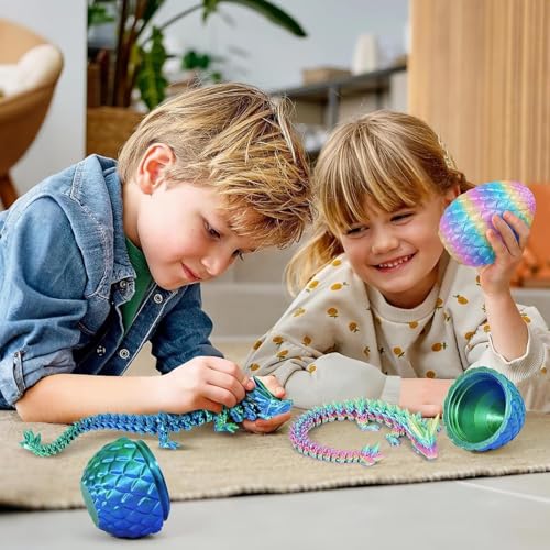 Uniiking® 3D Printed Dragon Eggs with Dragon Inside, 3D Printing Toys for Kids & Adults, Unique Desktop Decoration & Collectible(4 Pack, B)