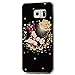 S6 Edge Case (Not for S6,S6 Edge Plus),Galaxy S6 Edge Case - Mavis's Diary 3D Handmade Bling Crystal Lovely Butterfly Fashion Champagne Rose Pattern with Shiny Sparkle Diamonds Hard PC Cover
