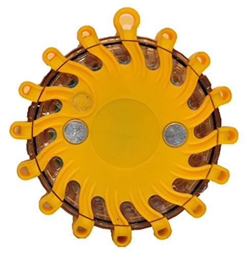 PF16LLM AMBER 9-FUNCTIONS PORTABLE 16 LED POWER FLARE POWER-MARKERS ROADSIDE EMERGENCY MAGNETIC CR123A BATTERY