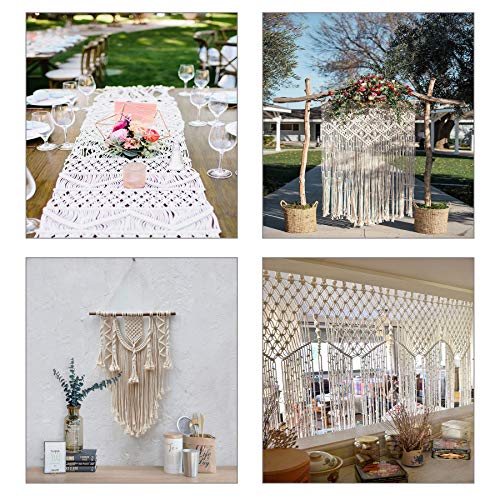 3mm Macrame Cord 166 Yards Natural Macrame Rope Macrame Supplies Macrame Wall Hanging Kit with 70 pcs Wood Beads 6pcs Wood Ring and 4pcs Wooden Stick for DIY Plant Hangers, Crafts, Knitting