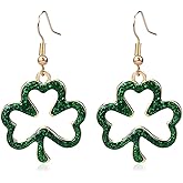 LKingel St Patrick's Day Earrings for Women Sequin Green Shamrock Dangle Earrings Irish Clover Good Luck Earring Green Hat Festival Earring St. Patrick's Day Holiday Jewelry Gift for Women