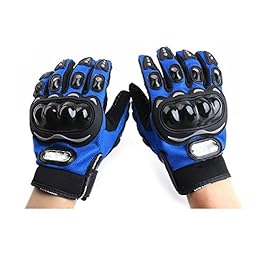 Probiker Leather Motorcycle Gloves (Blue, Large)
