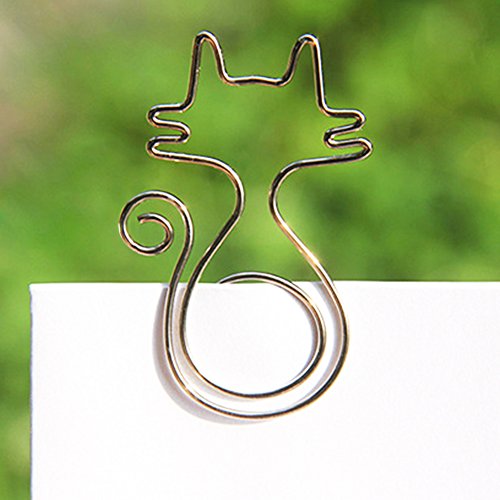 Taloyer 5pcs Silvery Metal Cat Shape Paper Clips Funny Bookmark Kawaii Korean Stationery Gifts