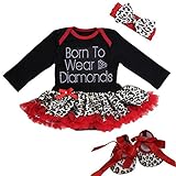 Baby Leopard Red Rhinestone Born to Wear Diamonds Bodysuit Tutu Crib Shoes