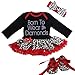 Baby Leopard Red Rhinestone Born to Wear Diamonds Bodysuit Tutu Crib Shoes Small Black