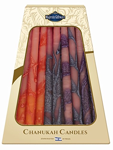 Majestic Giftware SC-CP44 Safed Handcrafted Hanukkah Candles, 6-Inch, Pink/Blue/Orange/Purple, 45-Pack