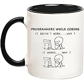 YOLANDEEUROKOK Programmers While Coding Mug, Novelty Coffee Mug, Programmer's Mug, Gift for Programmers, 11 Oz Novelty Coffee Mug/Cup, Black