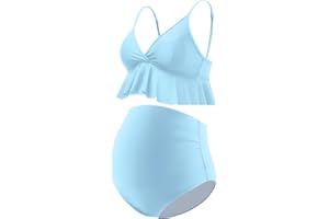 GINKANA Maternity Bikini Set Flounce Swimsuit Bathing Suit Top Swimwear Bottom Bathing Suits