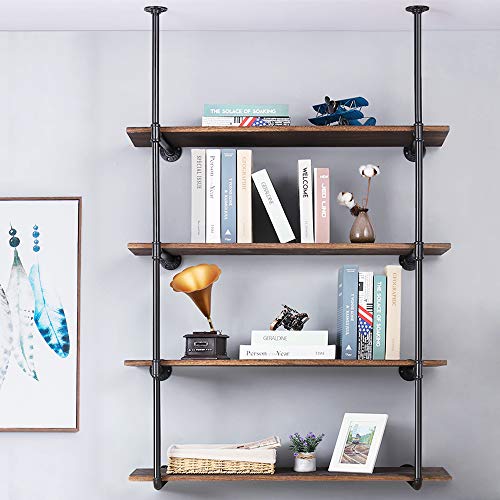 LIANTRAL Industrial Wall Mount Iron Pipe Shelf, DIY Open Bookshelf