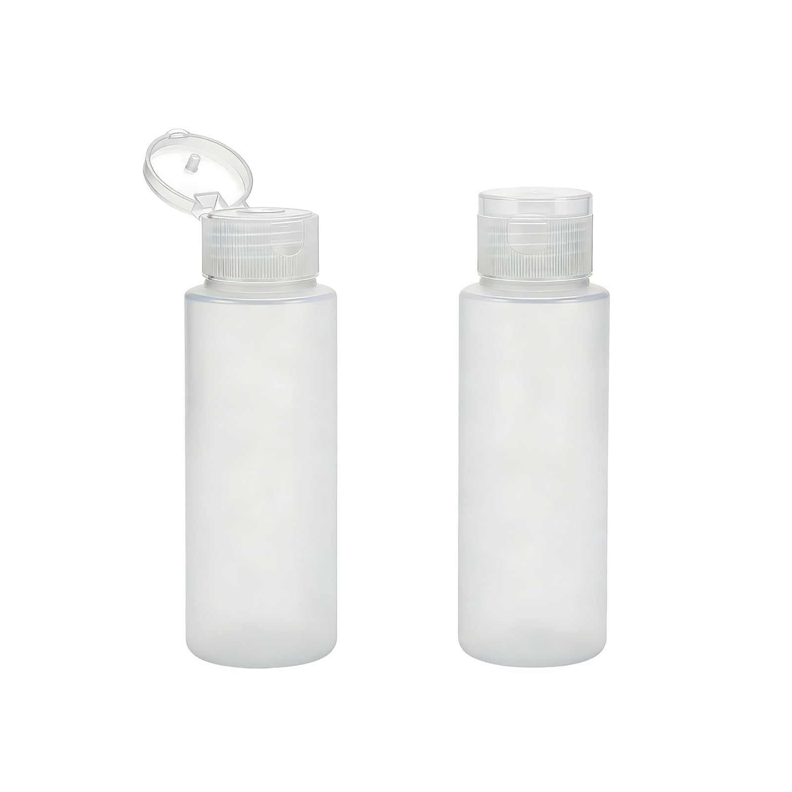 2Pcs 100ml Clear Travel Bottles with Flip Cap, Empty Refillable Squeeze Plastic Bottles, Leakproof Makeup Cosmetic Toiletries Containers for Lotion Shampoo and Travel Essentials