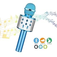 Wireless Bluetooth Karaoke Microphone,Rechargeable Kids Microphone Karaoke Machine,Professional Handheld Karaoke Mic Speaker Home KTV Kids Outdoor Birthday Party - Best Gifts for Kids Adults (Blue)