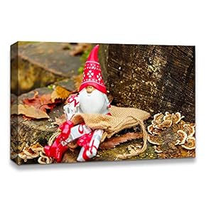 Canvas Wall Art Christmas Santa Claus Decor Painting Artwork for Home Prints Framed - 12x18 inches