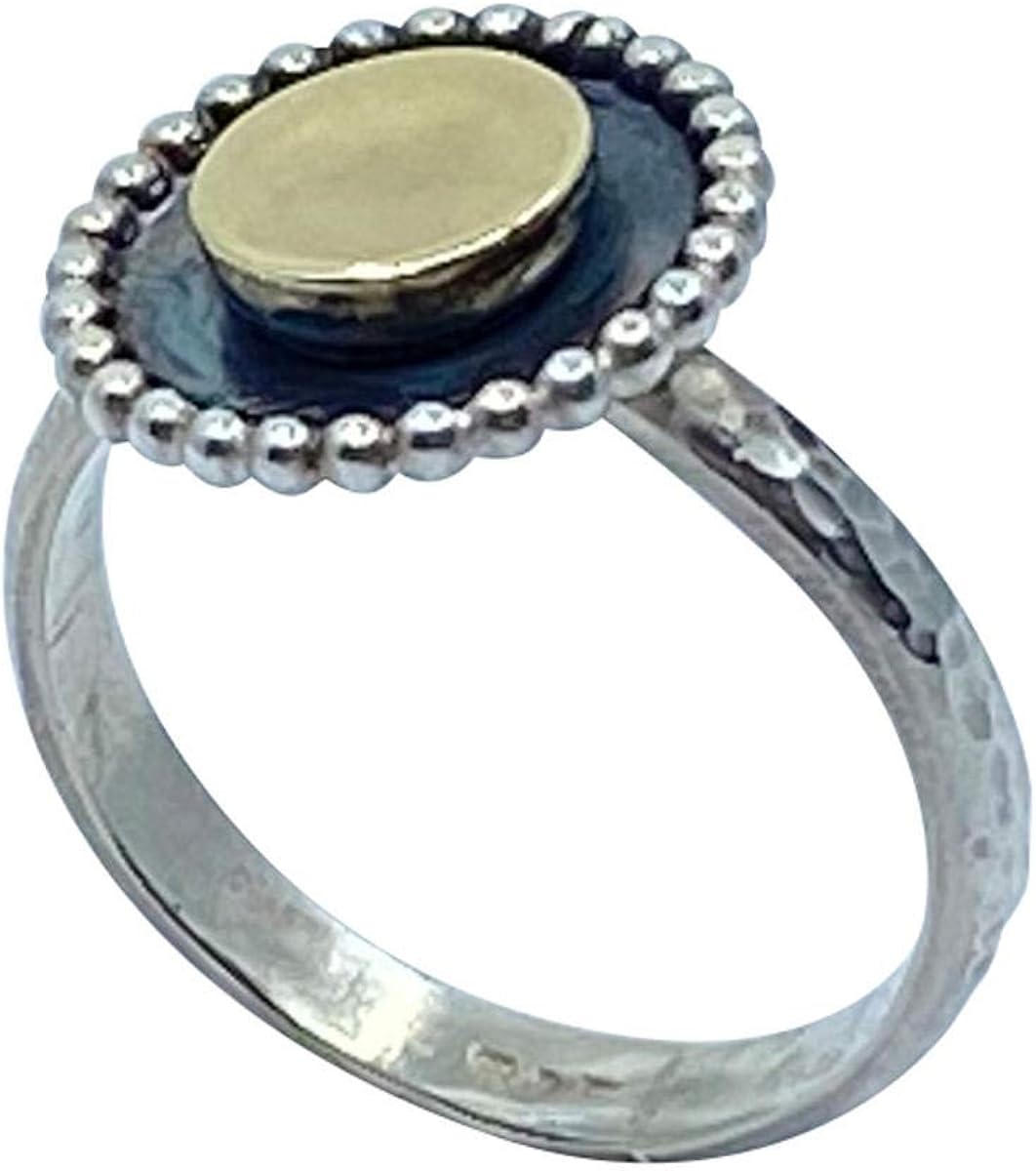 Oxidized Ring 925 Silver Decorated with 375 Gold Amazon.co.uk Jewellery