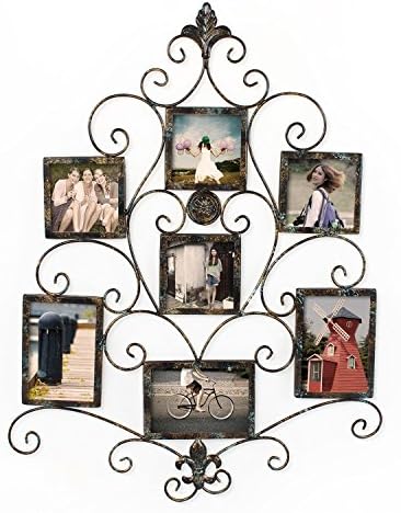 Homebeez 7-opening Metal Photo Picture Collage Frame, Antique Vintage Style, Classy Home Decor Accents PFH0601