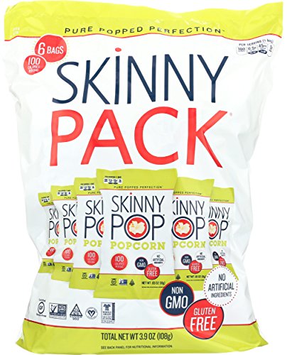 SKINNYPOP Original Popped Popcorn, Skinny Pack, Individual Bags, Gluten Free Popcorn, Non-GMO, No Artificial Ingredients, A Delicious Source of Fiber, 3.9 Ounce (Pack of 10)