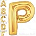 AFTERLOON® 40 Inch Giant Jumbo Helium Foil Mylar Alphabet Balloons for Graduation Anniversary Celebration Bridal Shower Wedding Birthday Party Decorations, Premium Quality, Matte Gold, Letter P