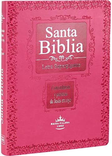 Biblia RVR60 - Letra Súper Gigante - Concordancia, palabras de Jesus en rojo y indice, tapa pink, canto plateado (Spanish Edition)