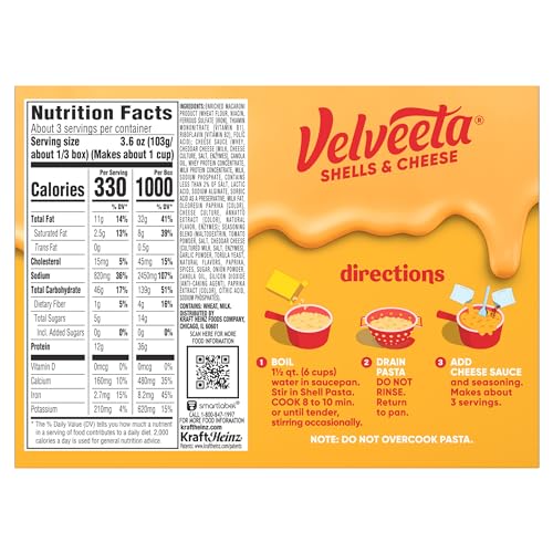 VELVEETA PIZZA FLAVORED SHELLS & CHEESE WITH SHELL PASTA, CHEESE SAUCE AND SEASONING, 10.9 OZ BOX