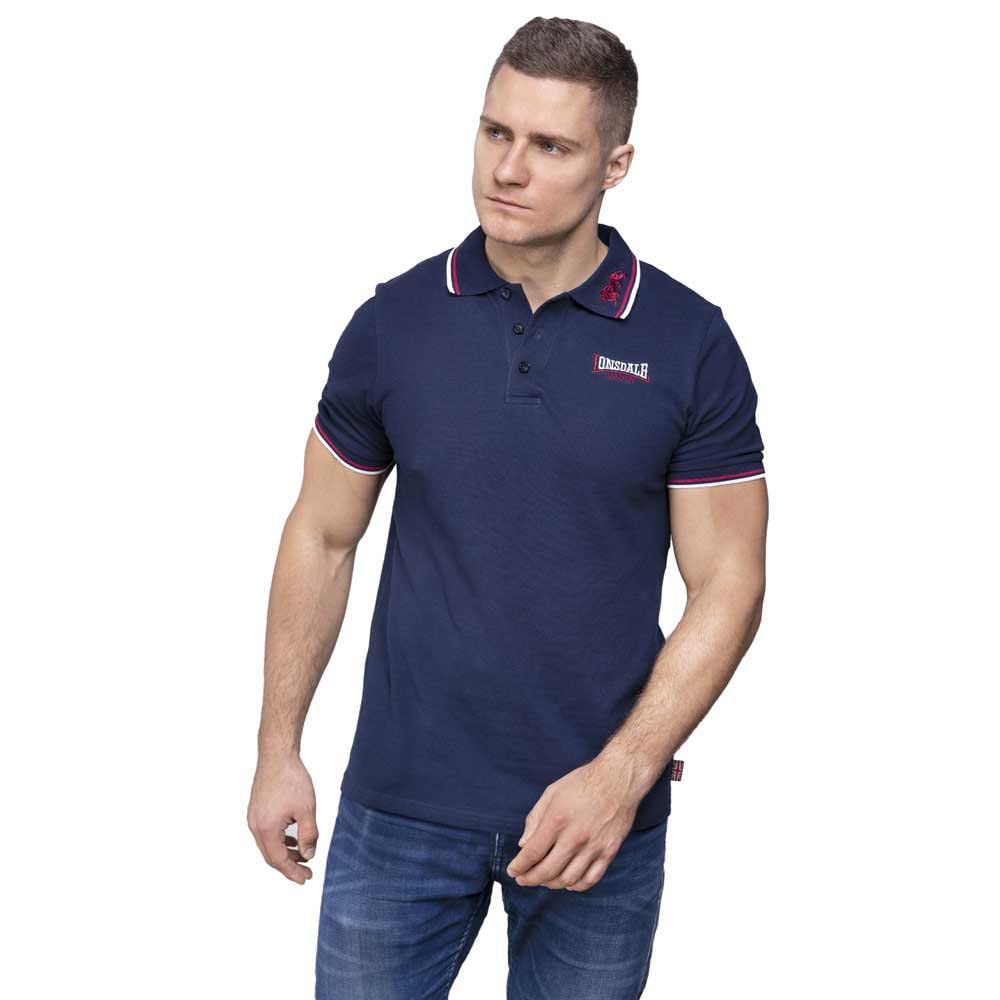 Lonsdale Men's Walkley Polo Shirt, Blue/Red/White, L