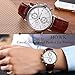 HOWK Men's Chronograph Watches Date Analog Display with Brown Leather Band White Dial