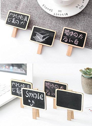 Dedoot 100pcs Mini Rectangle Chalkboard Decorative Wooden Chalk Board Clip, Message Chalk Board Signs Labels Clips for Wedding Kitchen Party Decor Note Taking - Thumbnail 6