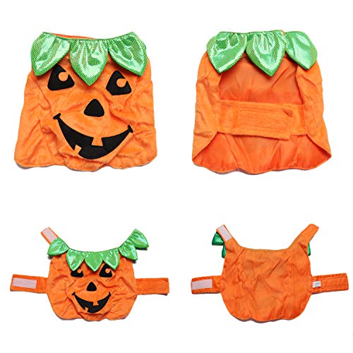 Legendog Cat Halloween Costume,Cat Halloween Apparel Pumpkin Design Funny Pet Clothing Halloween Cat Outfit with Pumpkin Headwear for Cats and Puppy