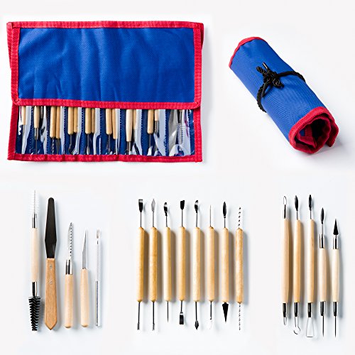 UPC 784672781466, Skilled Crafter Clay Modeling Tools with Roll-Up Case. 18 Double Ended Quality Carvers &amp; Modelers for Sculpting, Modeling, Trimming &amp; Pottery Carving. Best for Sculpey, Polymer, Ceramics, Dough, Wax