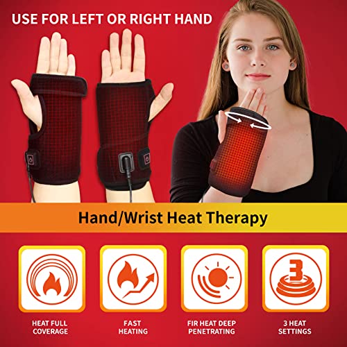 Hand & Wrist Heating Pad Wraps, Auto Shut Off Therapy Electric Heated