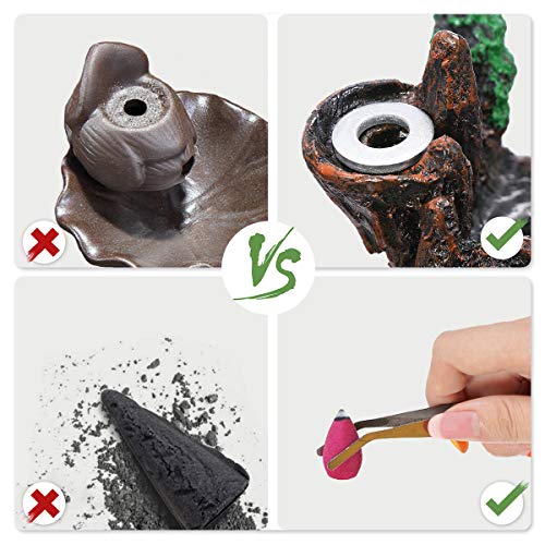 Jeteven Waterfall Backflow Incense Burner Sticks Holder - Ride The Crest of Wave, Ideal for Yoga Room Home Decoration & Handicraft Gift