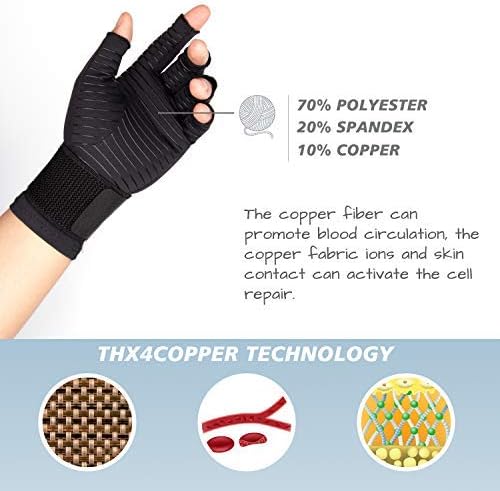Thx4COPPER Compression Arthritis Gloves with Strap, Copper Infused - Image 5