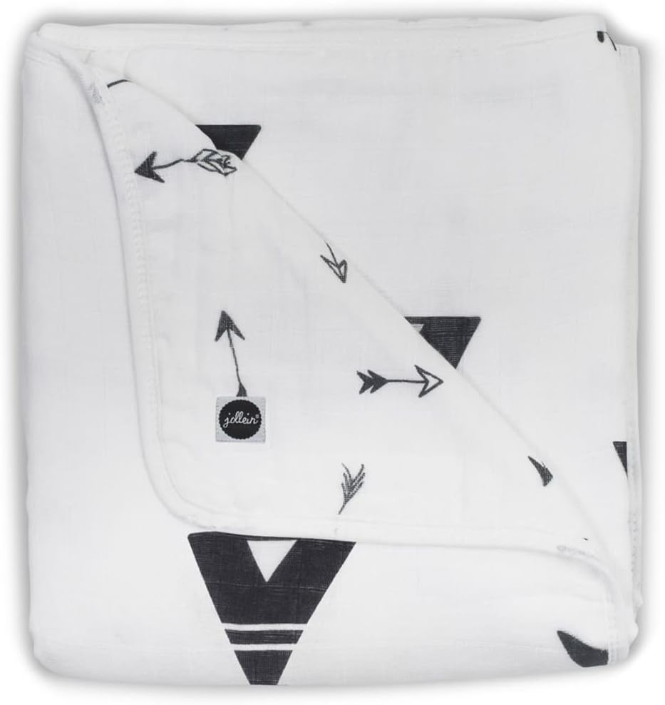 Jollein 521 18-Ounce 65081 Muslin Cloth Indians Black 75 x 150 cm White