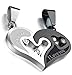 FIBO STEEL Stainless Steel Mens Womens Pendant Necklace Heart Puzzle 22 Inches Chain 2 Pcs a Set