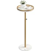 cozynest home Side Table, Small Drink Table for Small Spaces, Gold | Adjustable Height Martini Table, Pedestal Table with Weighted Table for Living Room, Bedroom, Bathroom, Couch,
