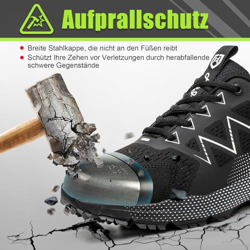 Safety Shoes for Men Women Non-Slip Work Sneakers Lightweight Comfortable Breathable Safety Footwear with Steel Toe