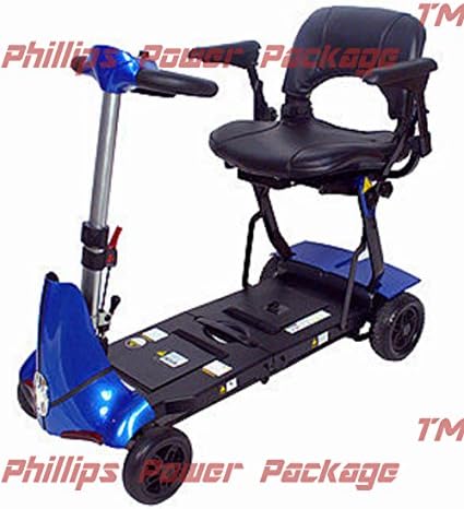 Solax Mobility - Mobie Plus - Folding Travel Scooter - 4-Wheel - Blue - Phillips Power Package TM - to $500 Value