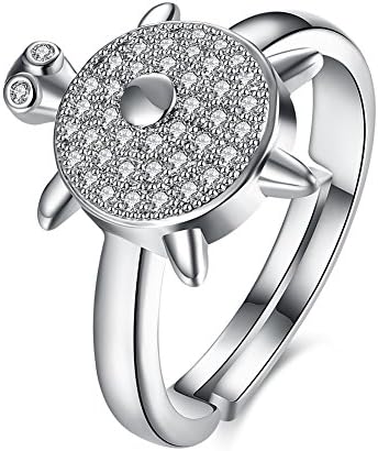 YEAHJOY Women's Adjustable Size Rings Tortoise Finger Rings with Micro CZ Stones Paved