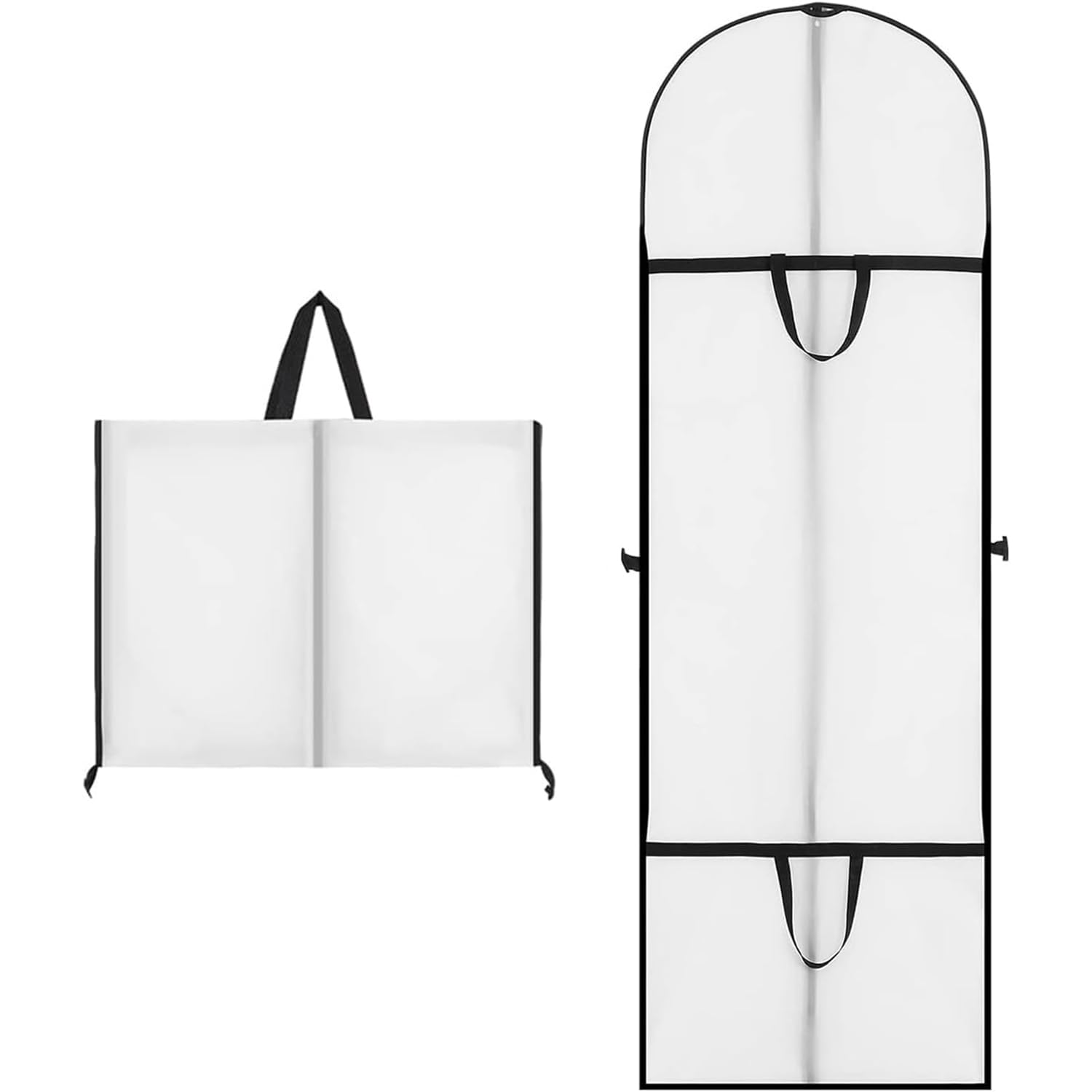 Long Dress Bags Covers Garment Storage bags with Zip Wedding Dust Cover Foldable Washable Clear Lightweight Garment Bags for Travel Weddings Suits and Dresses (white)
